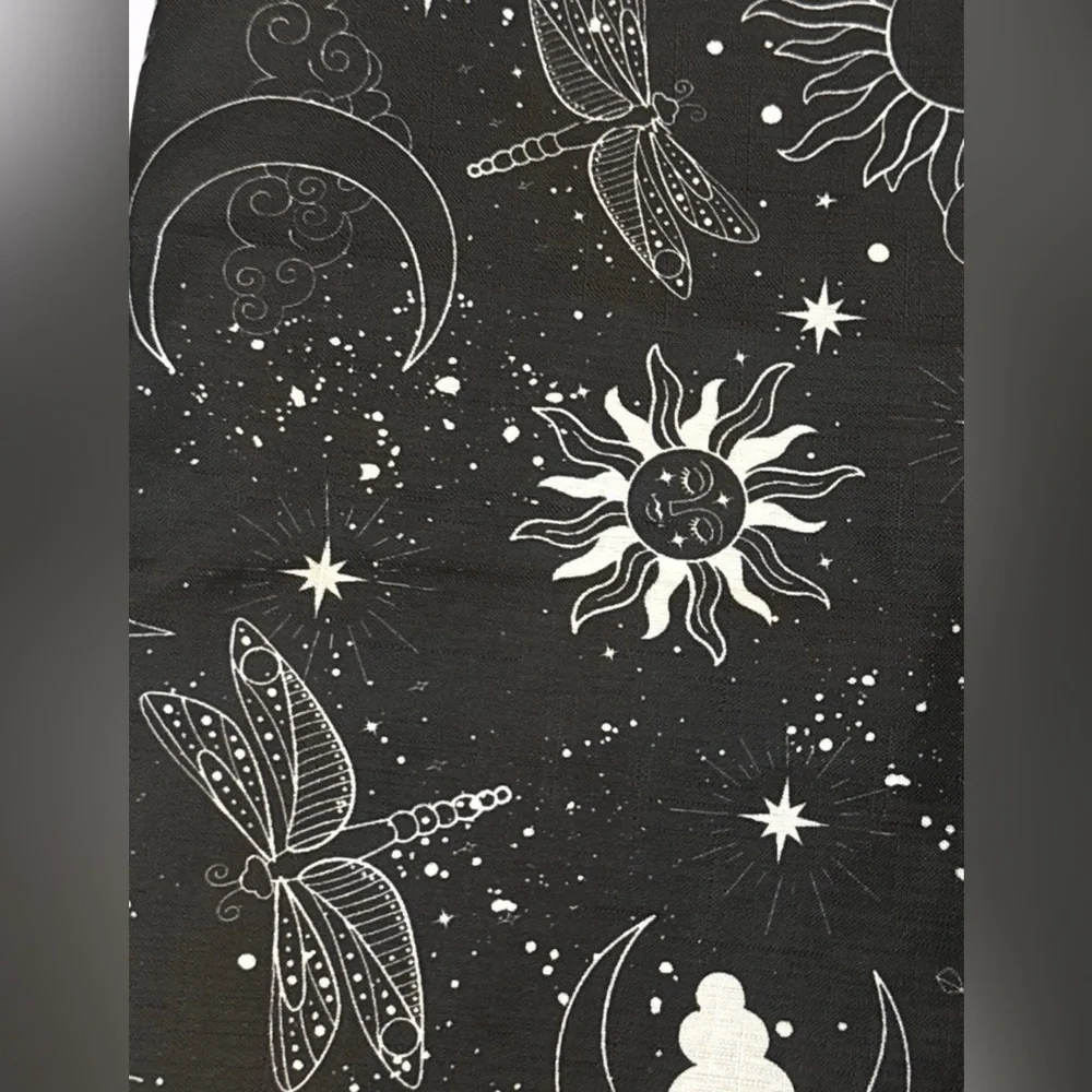Forever 21 Galaxy Shower Curtain 70 x 70 Inches Stars Sun Moon Black & White NEW